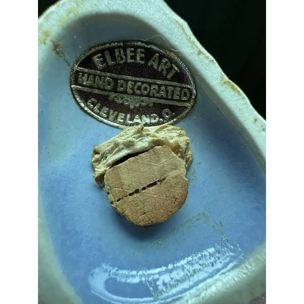 Vintage Salt Pepper Shaker Blue Gold Fish Elbee Art Kitchen Collectible